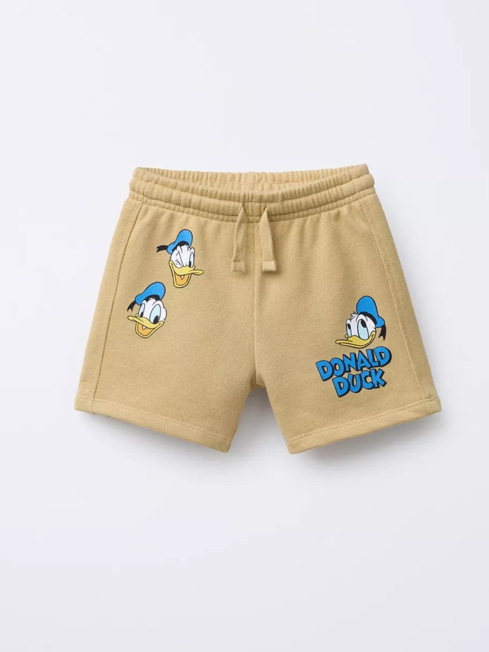 Zara Disney Donald Duck Tan Shorts with Blue Character Prints